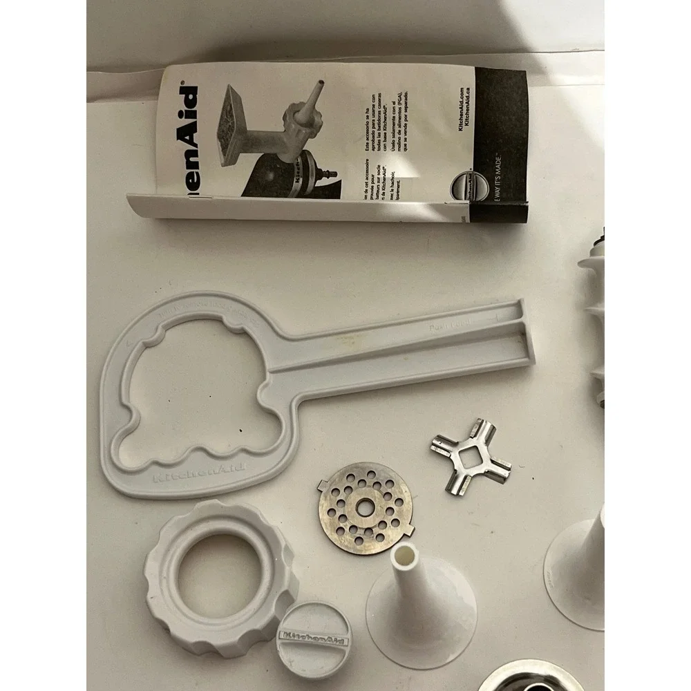 KitchenAid Food Grinder and Sausage Stuffer Attachment Set FGA SSA White Silver
